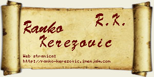 Ranko Kerezović vizit kartica